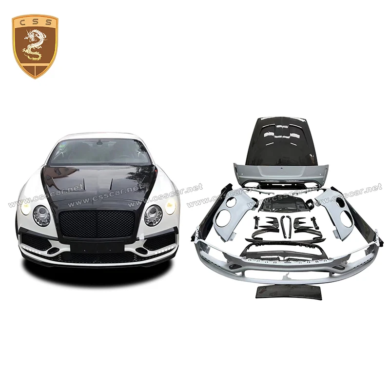 For Bentley Continental GT 2012-2018 MSY Style Car Front Bumper Center Grille Rear Bumper Side Skirts Front Hood Bonnet Bodykit