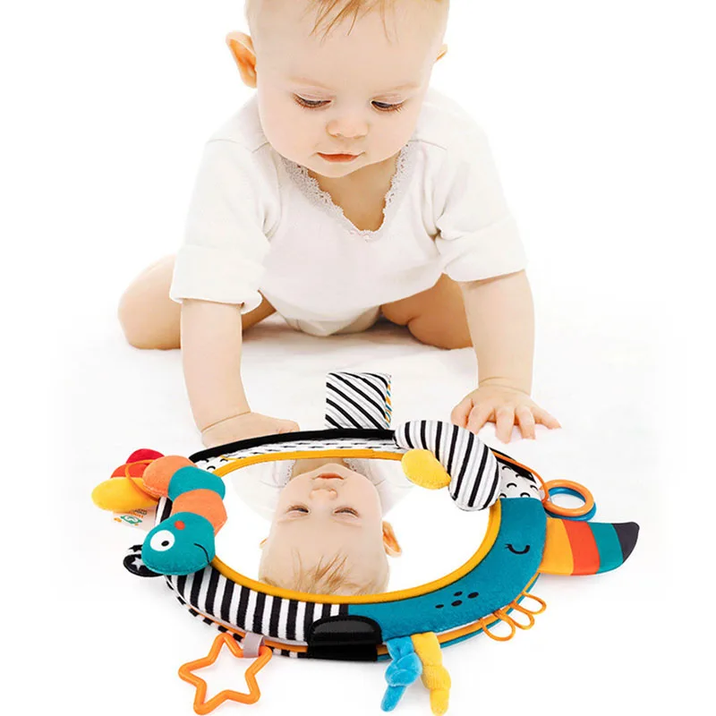 아기 바닥 거울 배 시간 6 12 개월 고 대비 신생아 감각 장난감 시각적 크롤링 개발 게임 활동 장난감 거울