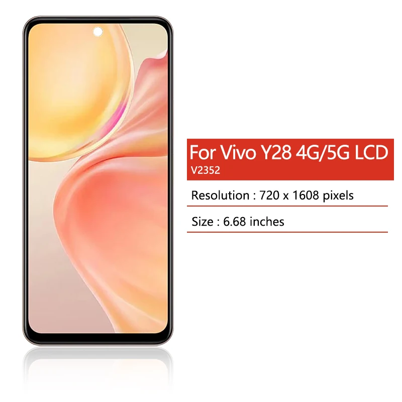 Y28 Display Screen For Vivo Y28 4G V2352 LCD Display Screen Touch Panel Digitizer For Vivo Y28 5G Display With Frame