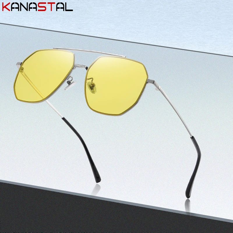 

Men Nylon Polarized Sunglasses Photochromic Sun Glasses UV400 Metal Polygon Eyeglasses Frame Outdoors Day Night Vision Eyewear