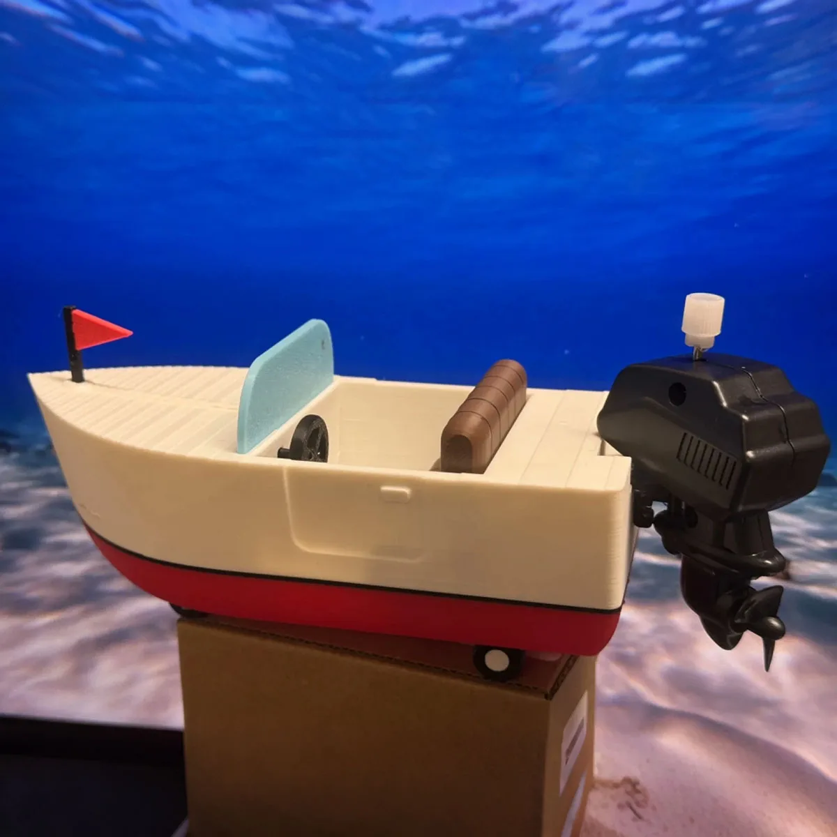 20cm with Spring-loaded Motor Propulsion Cube Ship Model  3D Printed Ship Model Finished Ship Toy Ornament