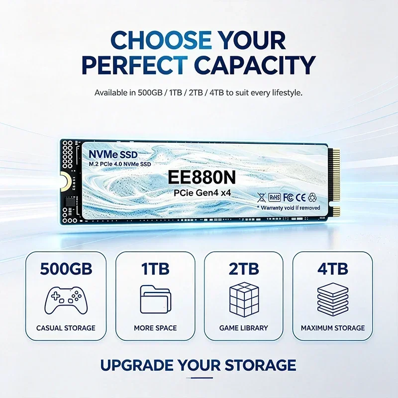4TB EE880N M.2 SSD Hard Disk 2TB NVMe M2 SSD 500GB PCIe 4.0 Internal Solid State Drive For Laptop Desktop PC