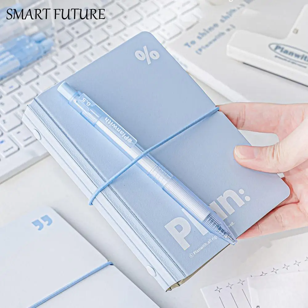 

Practical 44 Sheets Mini Pocket Notebook 6 Ring Loose Leaf Waterproof Cover Portable Handbook White Blue Cute Diary Book Office