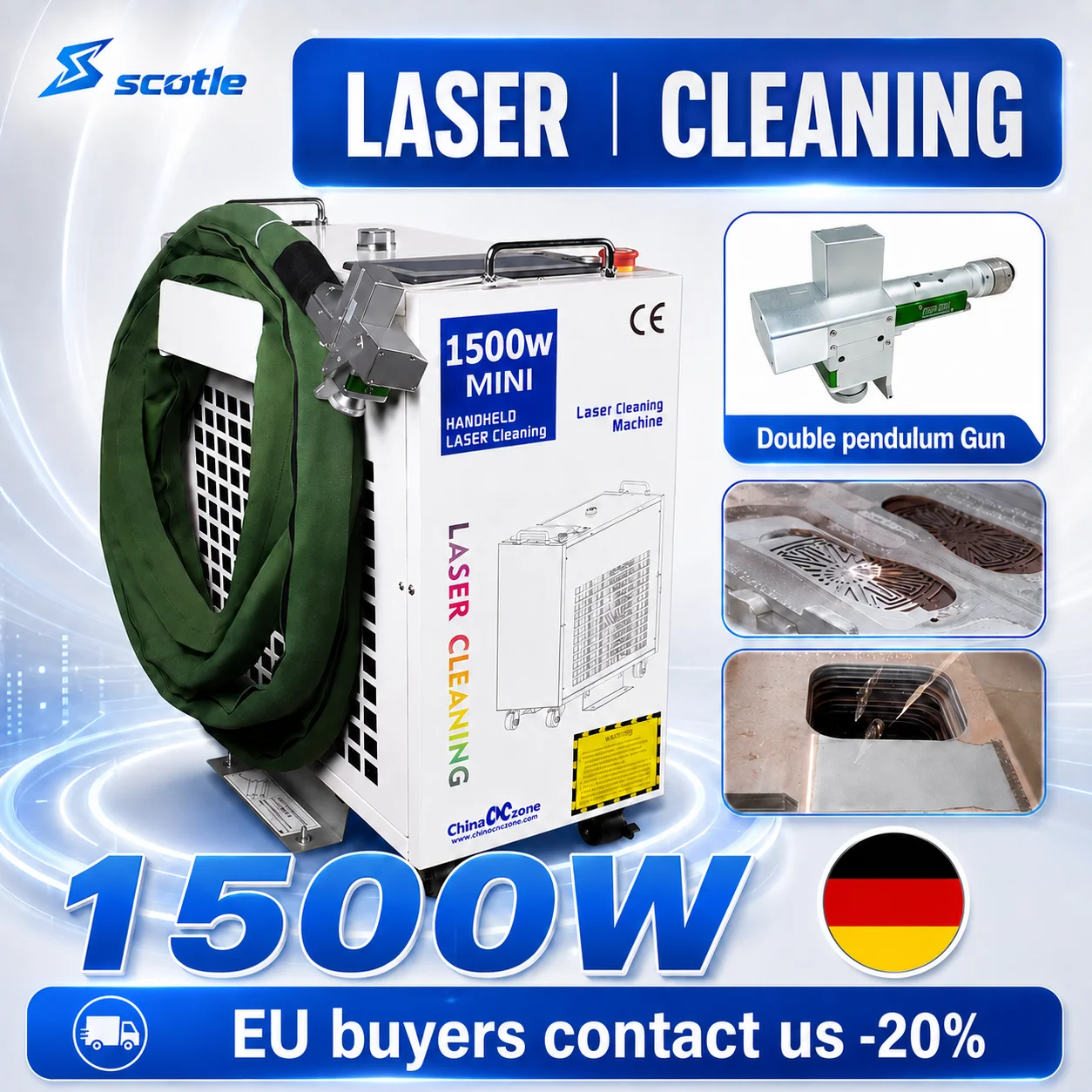 Industrial Laser Paint Remover - 1500W Fiber Laser Cleaning Machine Industrial
