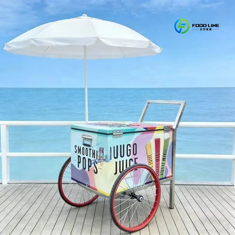 High Quality Snack Mobile Ice Cream Hand Push Cart Ice Cream Refrigerated Truck Food Cart for Sale Customized