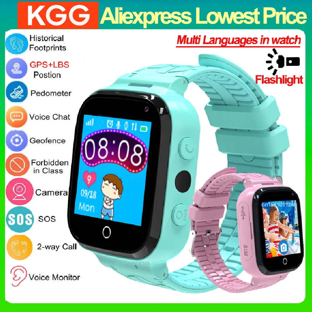 New Kids Smart Watch GPS Tracker SOS Monitor Position Baby Phone Watch Children Smartwatch for IOS Android