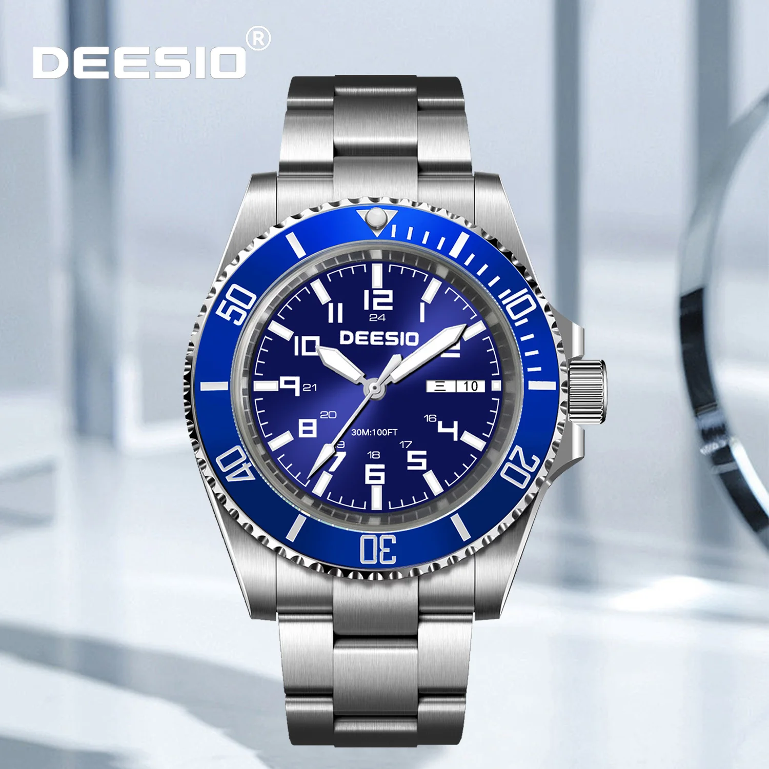 

Deesio Men's Automatic Mechanical Luxury Business Watch Stainless Steel Sapphire Crystal Waterproof Luminous Date Week Display