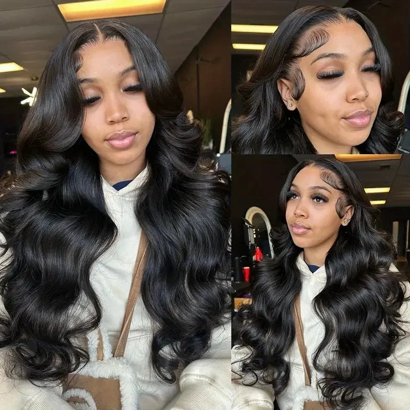 Lace Front Wigs Human Hair Body Wave Lace Frontal Wigs200 Density Transparent Human Hair Wigs 13×4 1B