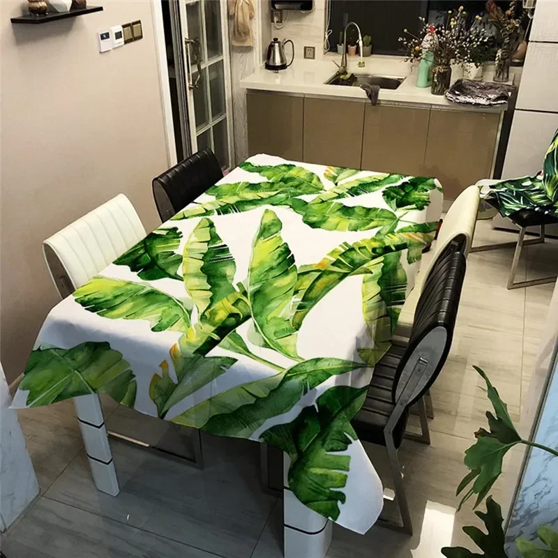 

Tropical Green Plant Palm Leaf Monstera Flower Rectangular Tablecloths Table Cloth for Dining Table Wedding Decoration