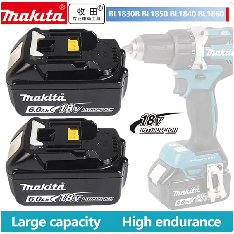 

18V 6.0Ah Battery BL1850 BL1860B BL1860 BL1840 LXT Lithium‑Ion For Makita 18V Power Tools BL1840B BL1830 194205-3 LXT-400