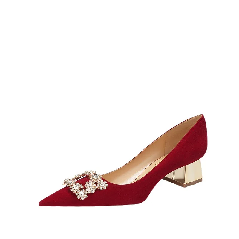 

Женские свадебные туфли из овчины, свадебное платье Xiuhe, красные свадебные туфли для невесты, толстые каблуки, плоская подошва, не уставшие ноги