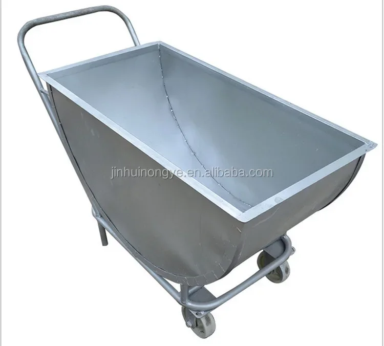 

Animal farm trolley feed cart stainless steel 4 wheels barrow for chicken/rabbit farm