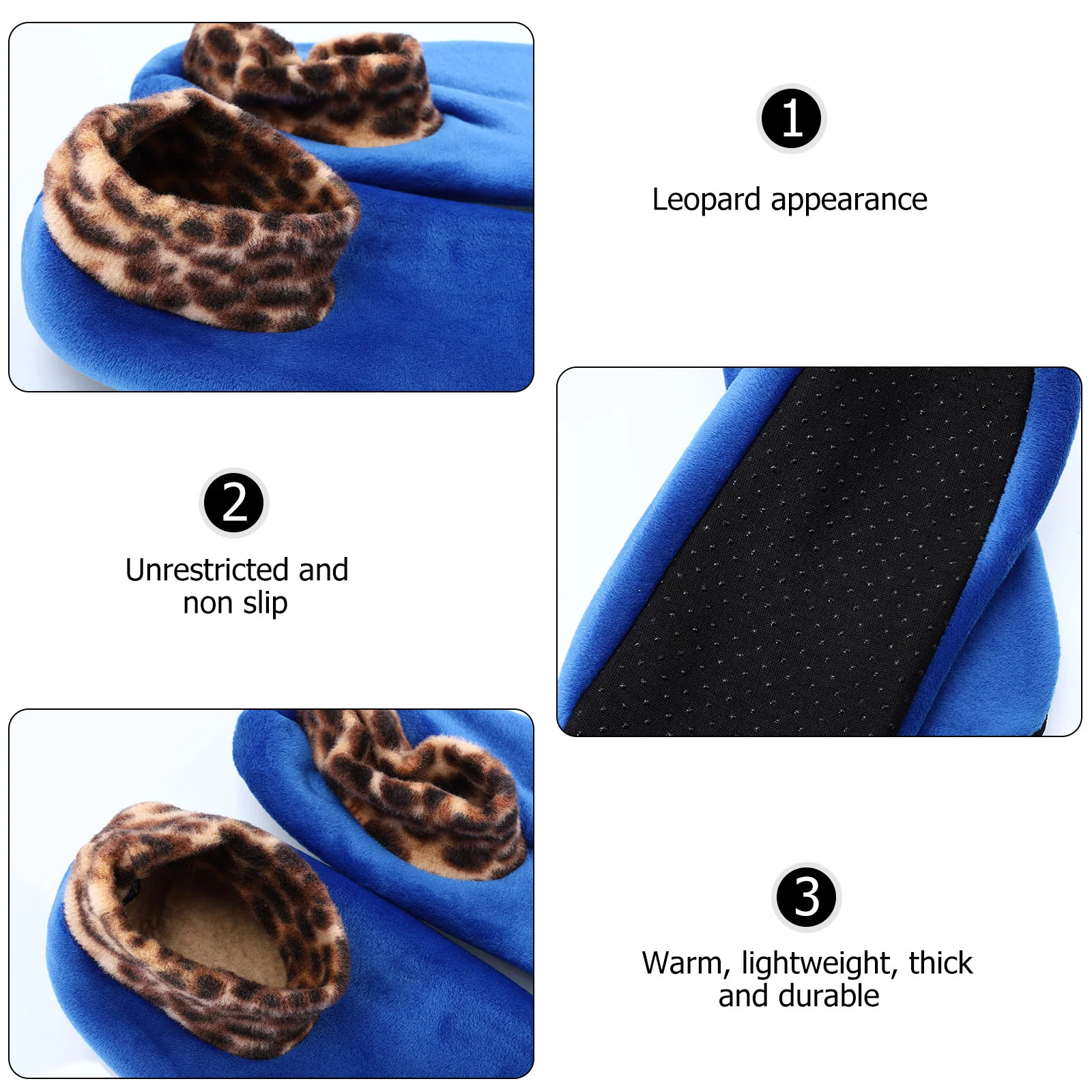 4 pares de meias com estampa de leopardo, meias grossas não quentes, chinelos para casa, calçados internos e confortáveis