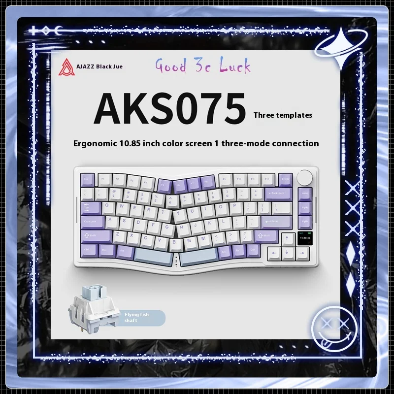 Ajazz Aks075 Mechanical Keyboard Customized Alice Ergonomic Hot Swap Diy Tft Display Rgb 5000mah Bt 2.4g Wireless Keyboard