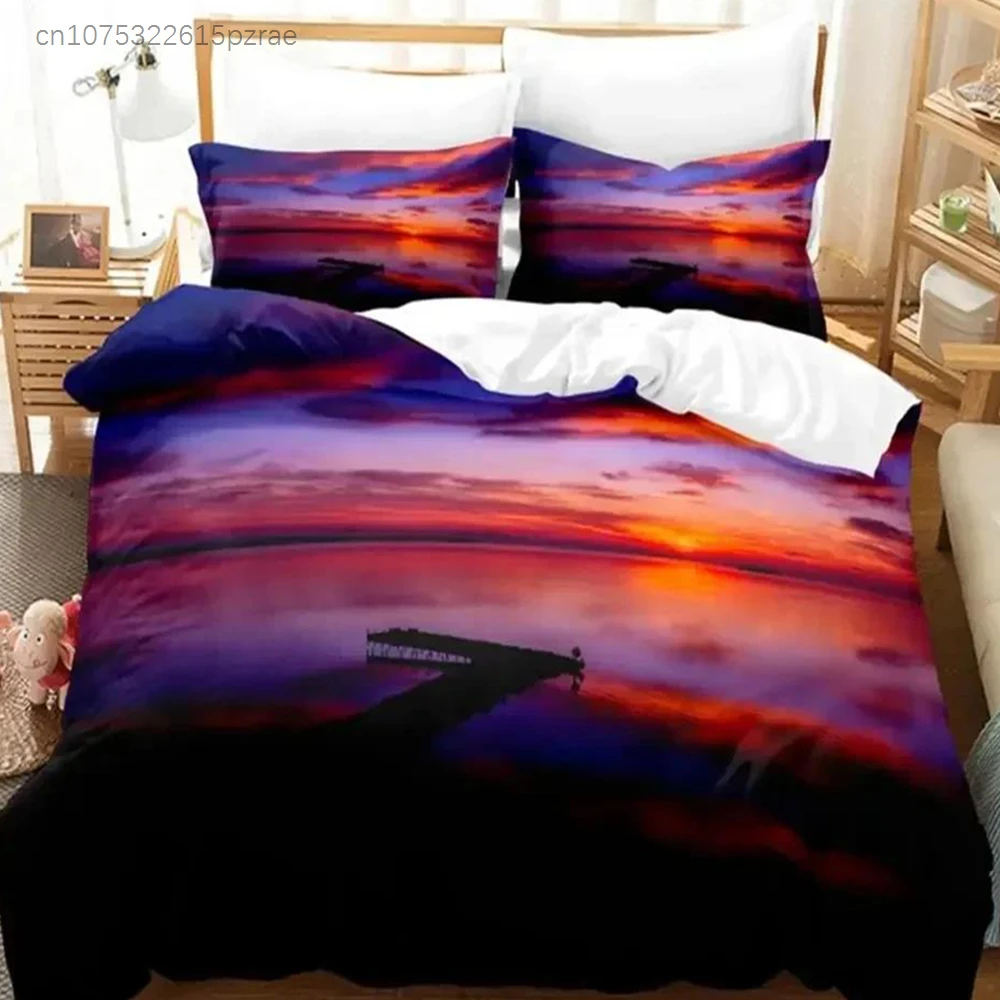 Sunset Bedding Set For Bedroom Soft Modern Bedspreads Comefortable Kids Duvet Cover Quilt Cover And Pillowcase