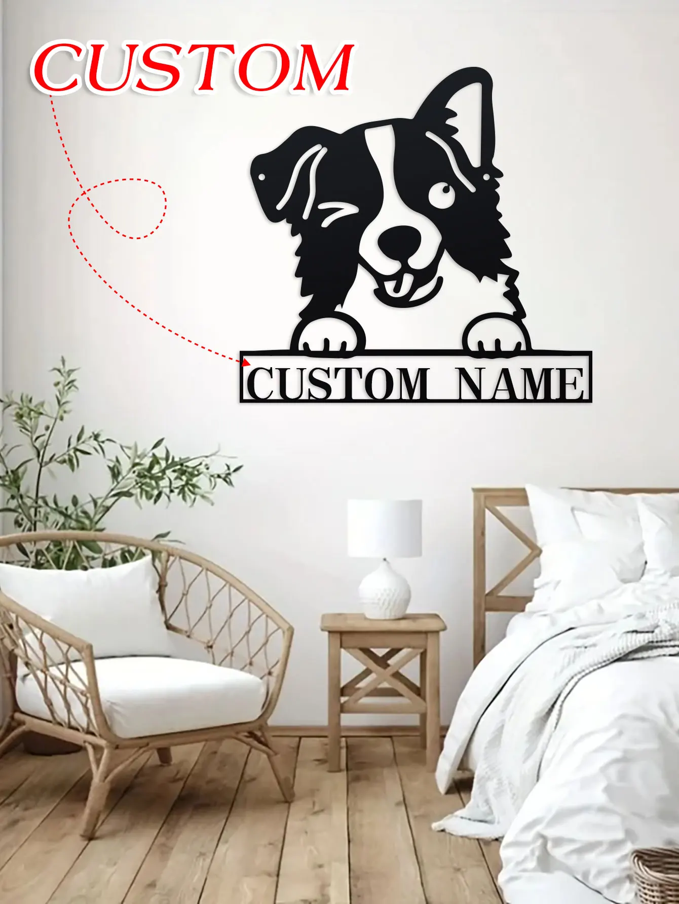 Personalized Dog Metal Wall Art Decor Name Sign, Dog House Metal Wall Art for Pet Lover Housewarming Gift,Dog Sign for Garden Pe