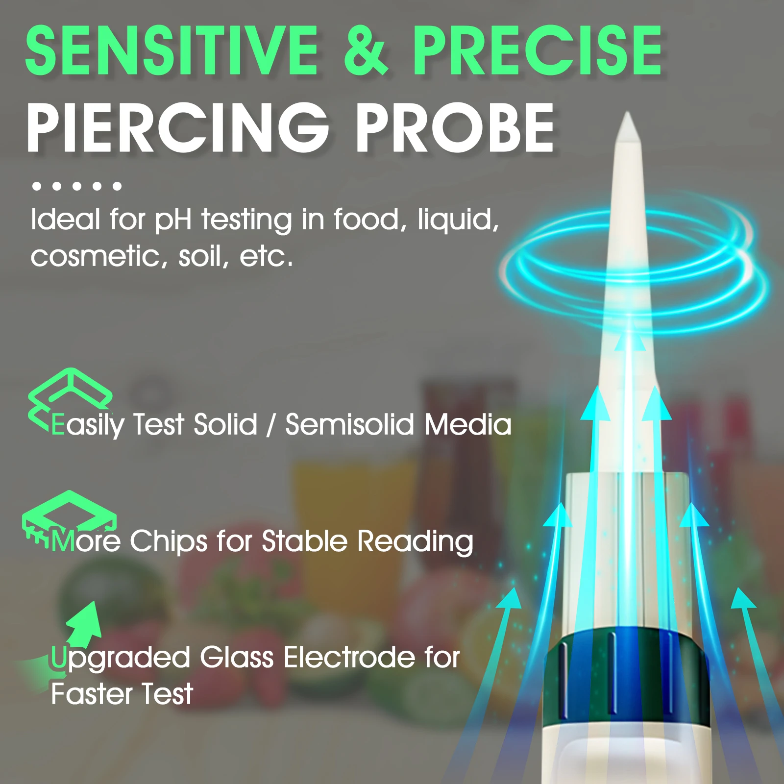 

YY-1030 Puncture pH Meter for Meat Fruit Soil Cheese Dough Tester 0.00-14.00 pH ±0.01 Accuracy IP67