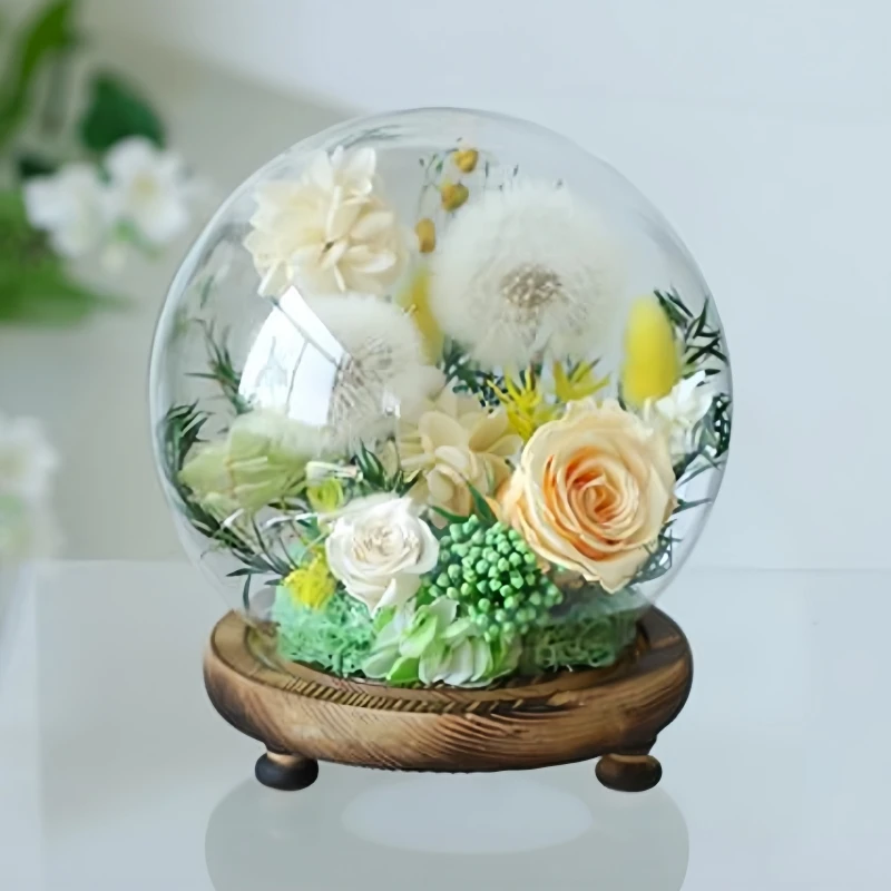 FS Round Glass Dome Home Decoration Diameter=12cm 13cm 15cm 18cm 20cm Three Legs Antique Base Transparent Cover Souvenir Gift
