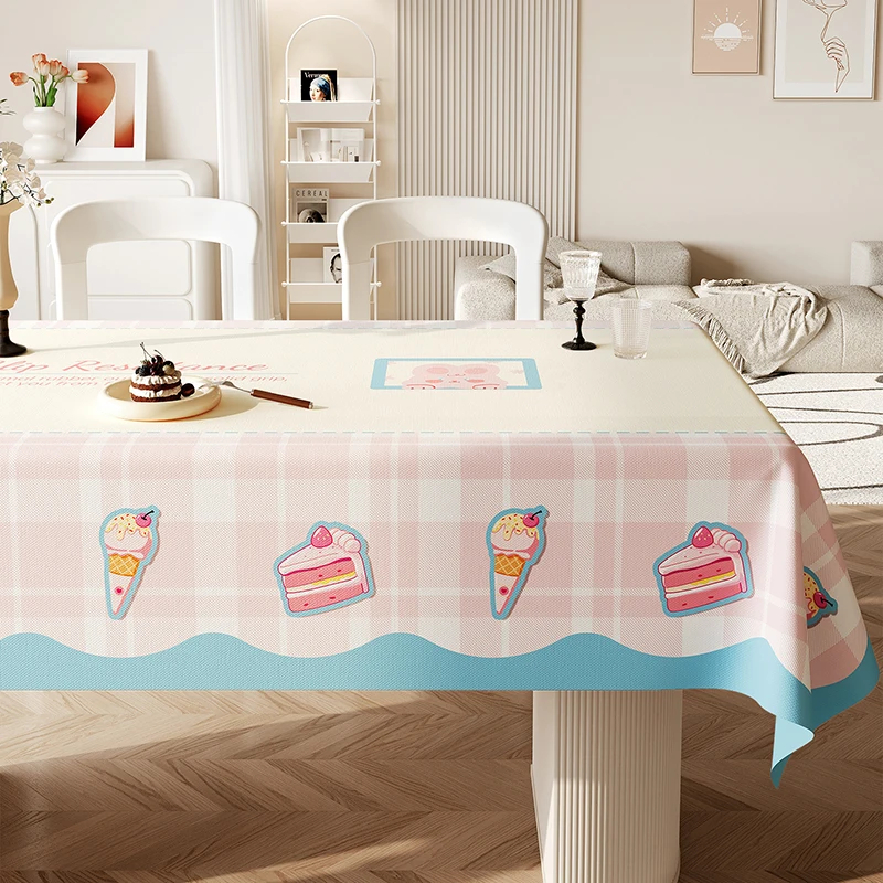 Cartoon Ins Printed Waterproof Tablecloth 2026 Oil-Proof Pvc Wash-Free Table Mats for Dining Aesthetic Anti-Scratch Room Decor