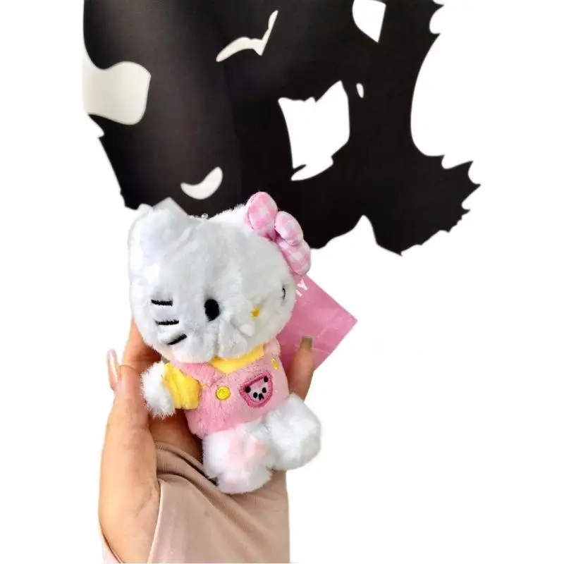 Cartoon Hello Kitty Pluche Sleutelhanger Sanrio Cartoon Anime Roze Overalls Kt Pluche Hanger Knuffels Rits Rugzak Decoratie