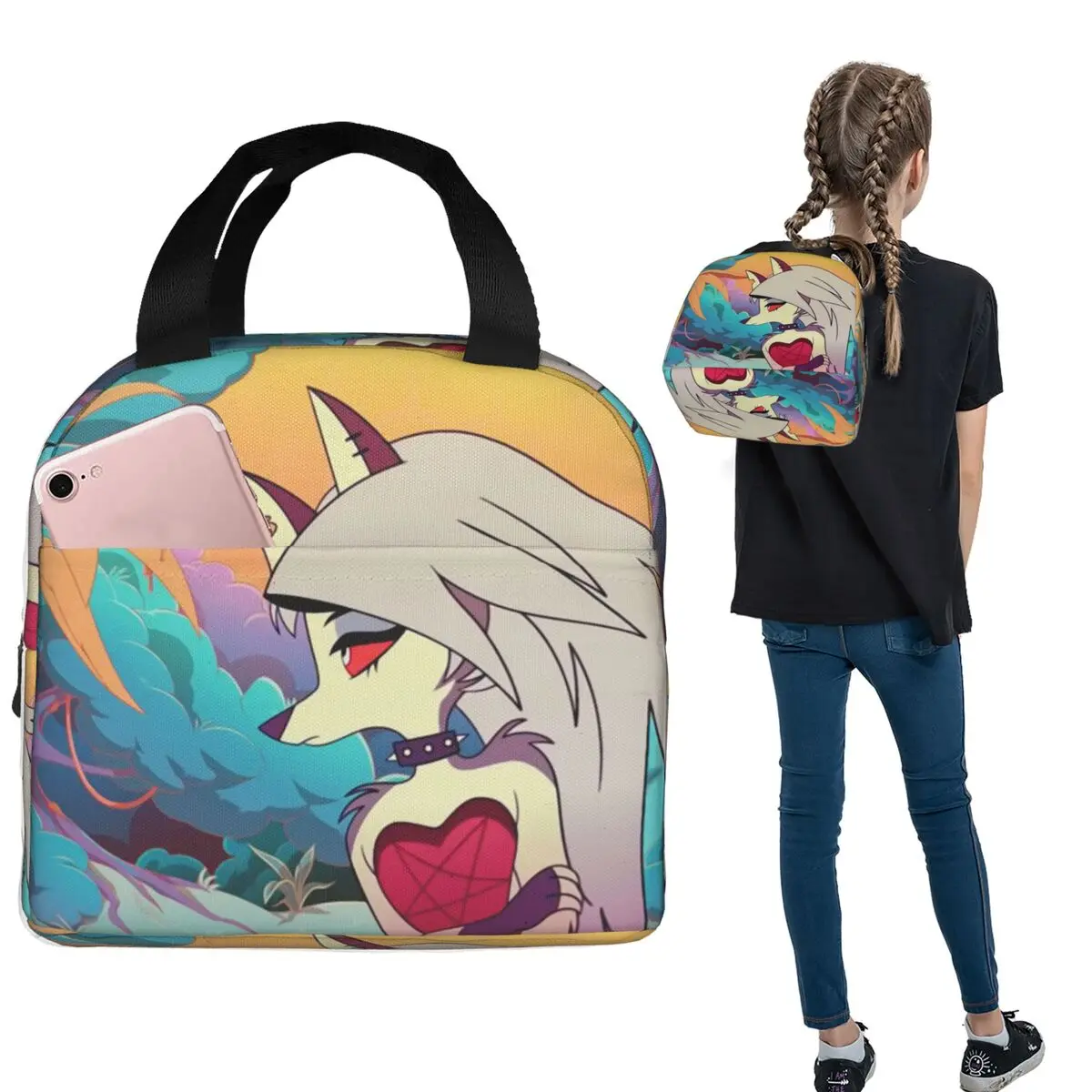 

Helluva Boss Loona Insulated Lunch Bag for Women Kids Portable Food Boxes Thermal Lunch Box Tote