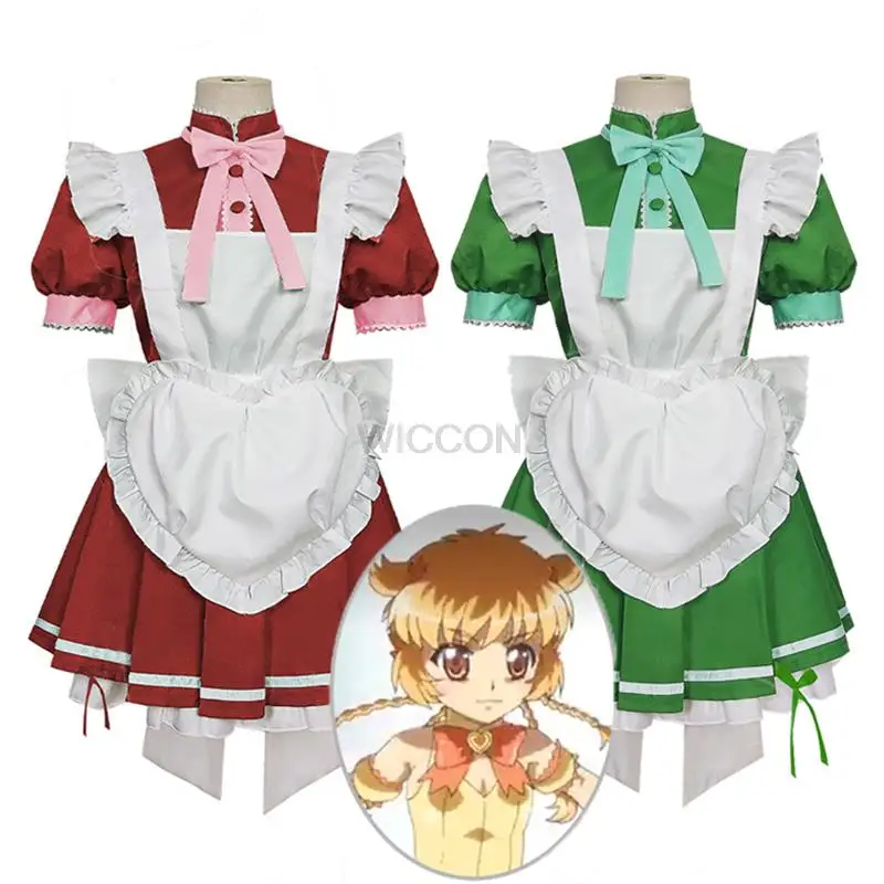 

Tokyo Mew Mew Anime Cosplay Costume Fuon Purin Aizawa Minto Maid Outfit Bow Cute Dress Halloween Christmas Role Play Apparel Wig