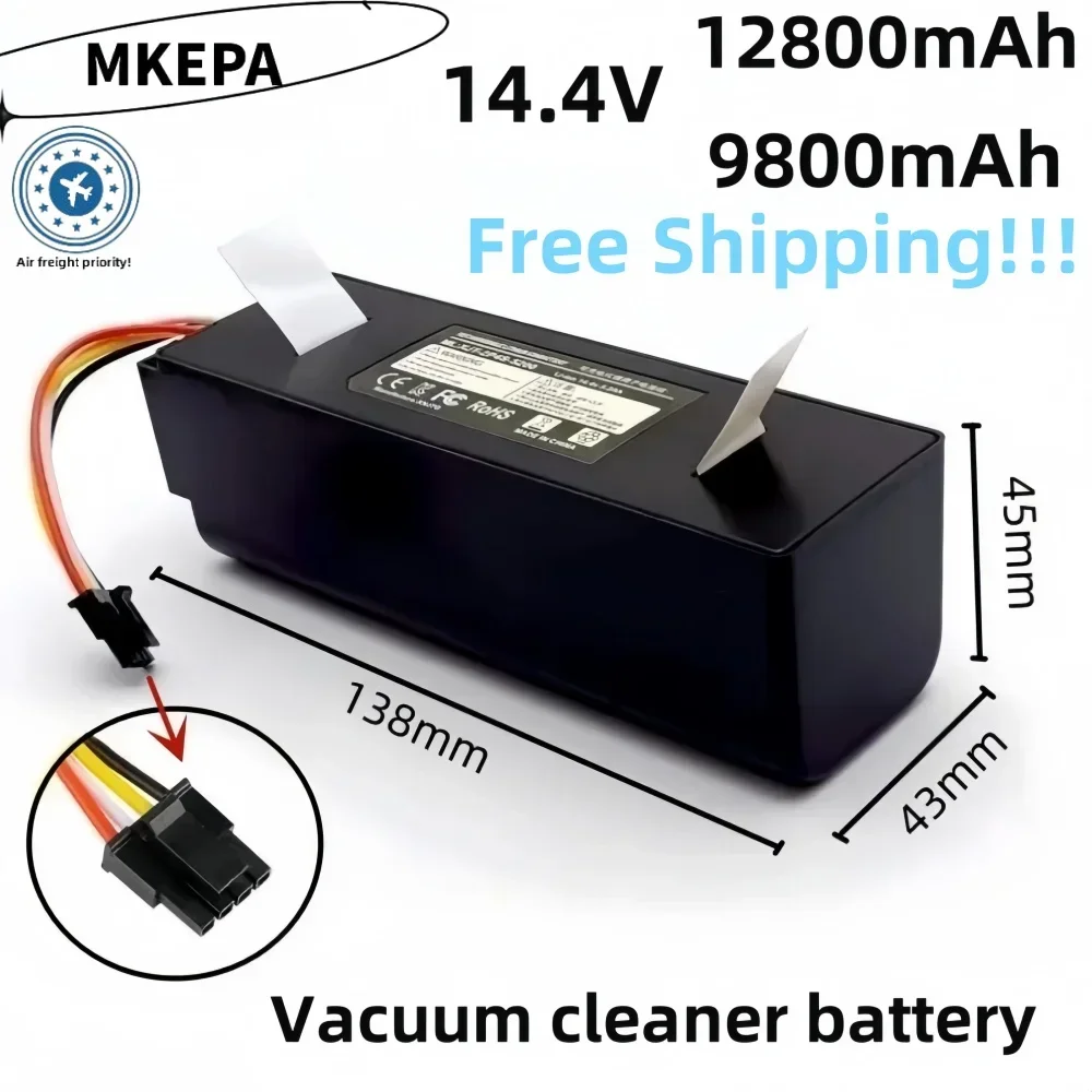 14.4V 12800mAh 9800mAh mijia Robotic Vacuum Cleaner Replacement Battery.For mijia Roborock S55 S60 S65 S50 S51 S5 MAX S6 Parts