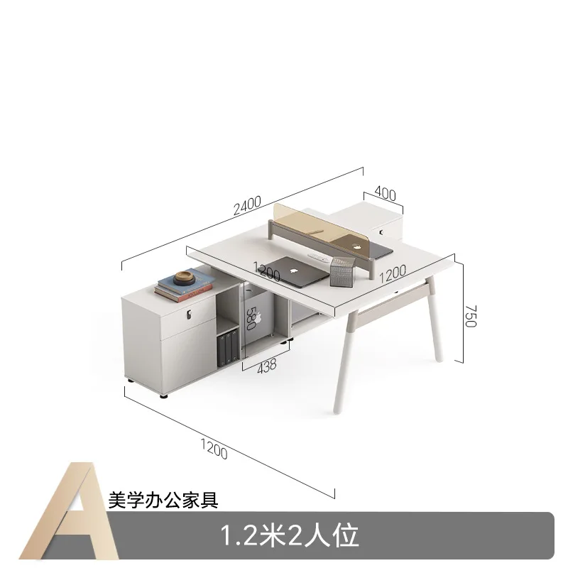 Desk Staff Desk Staff Desk Modern Simple White Accounting Two or four seated with side cabinets
