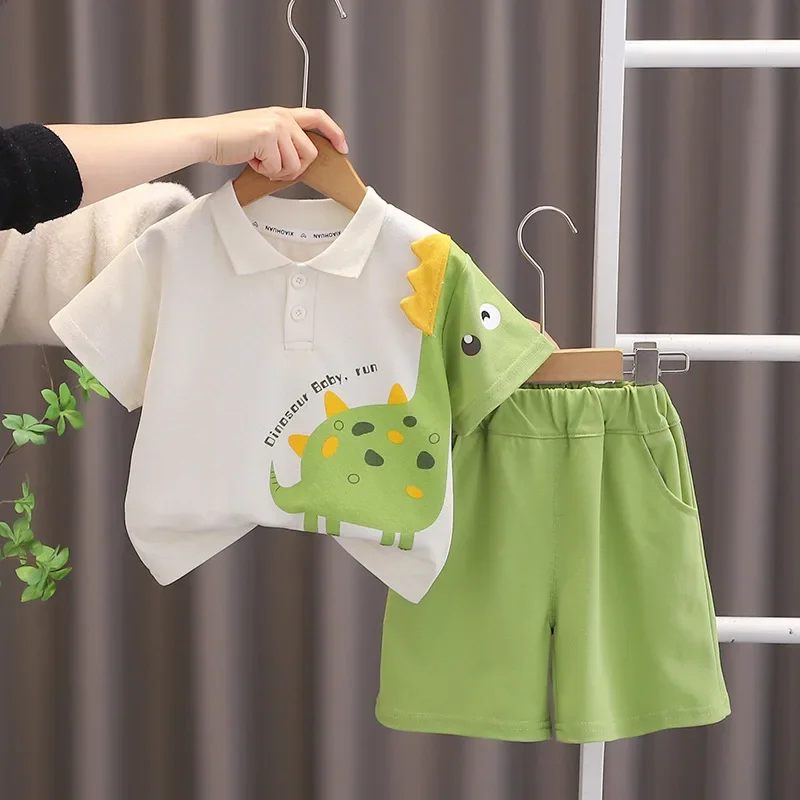 

New Summer Baby Clothes Suit Children Girls Boys Short Sleeved T-Shirt Shorts 2Pcs/Sets Infant Cartoon Clothing Kids Tracksuits