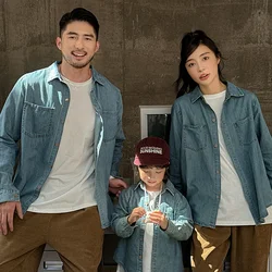 Family Matching Shirts Parent-child Denim Denim Coat Father Mother and Son Daughter Baby Same Clothes Korean Momy and Me Jacket