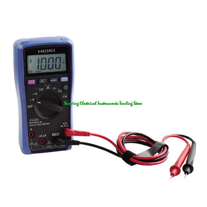 HIOKI DT4215 digital multimeter measures voltage, resistance, current, capacitance, and diodes