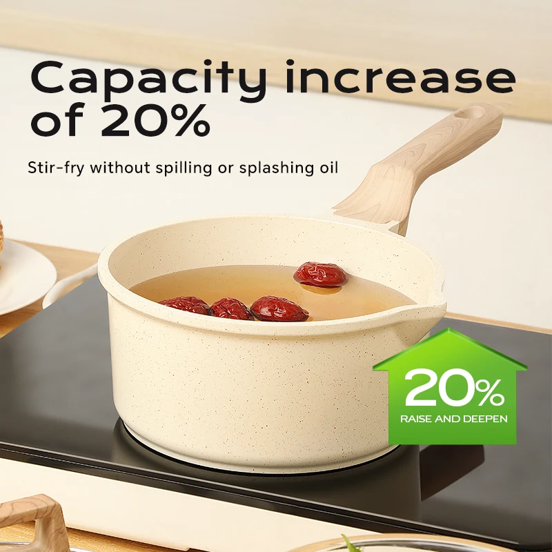 DONNOR Nonstick Saucepan with Lid Kitchen Small Saucepan Sauce Pots Cooking Pot with Pour Spout Compatible for All Stoves JT405