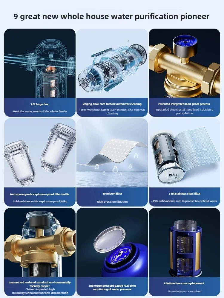 All Copper Whole House Central Water Purifier Household Tap Water Backwash Pre Filter