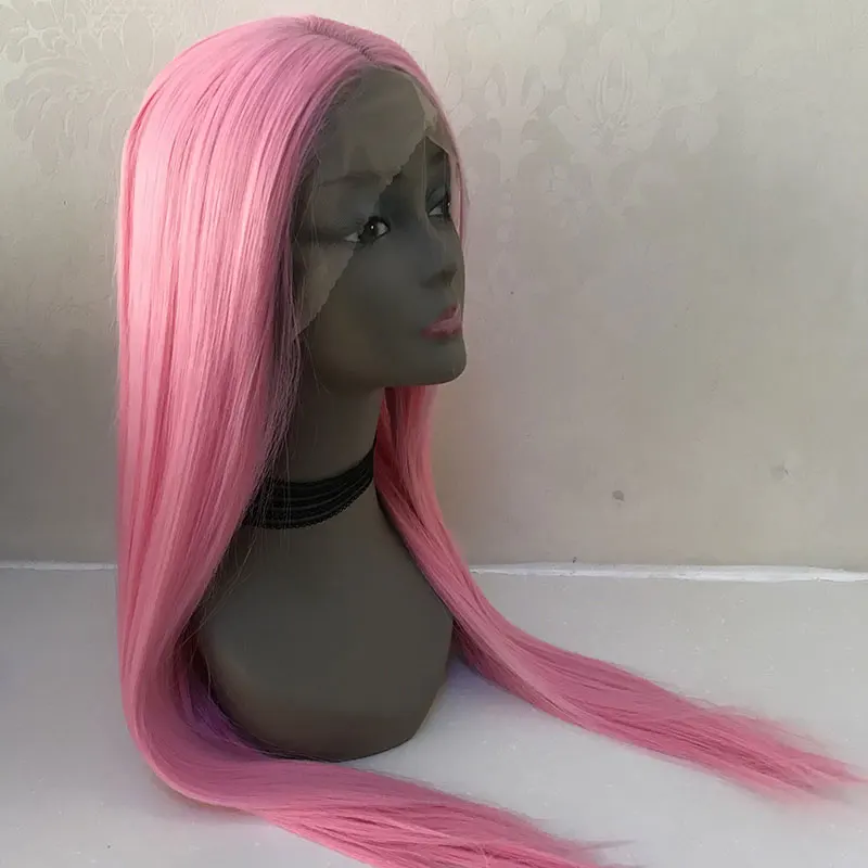 Living Pink Staight Hair Wig Synthetic 13x4 Lace Front Wigs High Quality Heat Resistant Fiber Hair Side Part For Women Cosplay