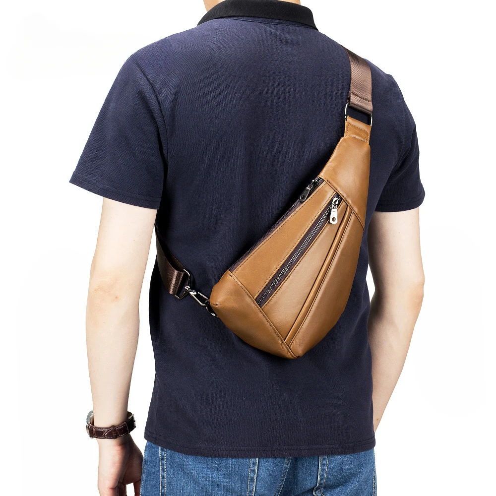 Men's Trendy Crossbody Casual Soft Genuine Cowhide Leather Chest Bag