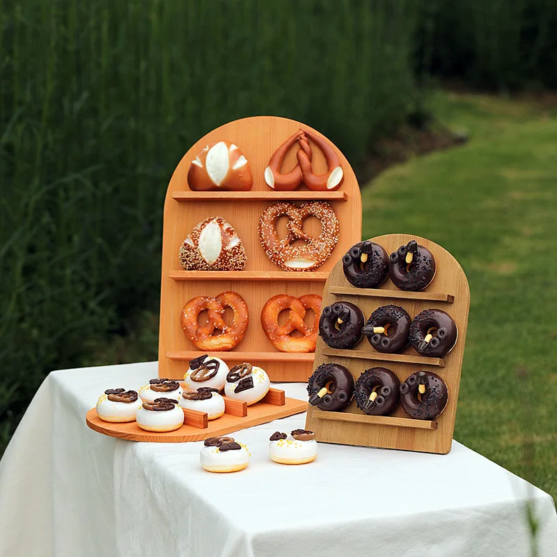 Round Arch Wooden Dessert Stand Cake Donuts Display Stand Home Crafts Ornament Wedding/Birthday/Baby Shower Party Biscuit Holder