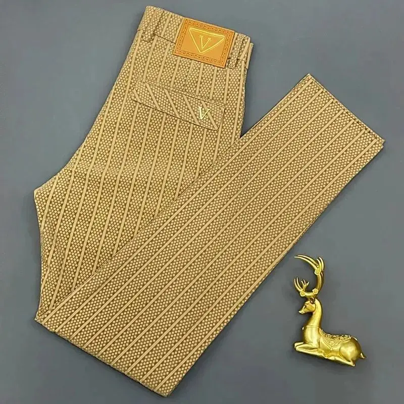 Pantalon droit de sport slim tout assressentipour petit ami, affaires, décontracté, patchwork, bouton, fermeture éclair, poche, impression, mode, été, nouveau, 2024