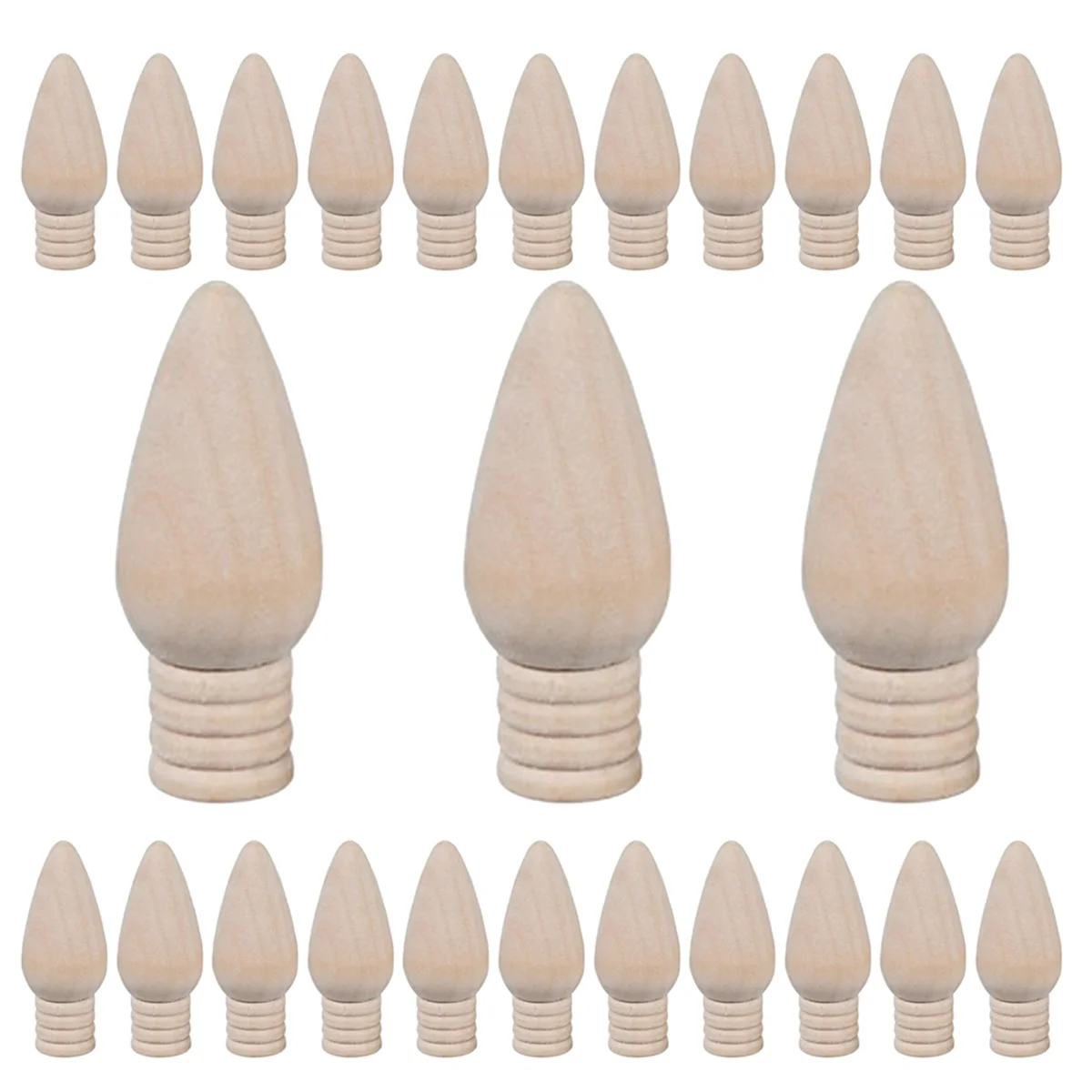 Lâmpada de Natal de madeira, ornamentos de madeira inacabados para artesanato, árvores Supply, 2 Polegada High, 25 pcs