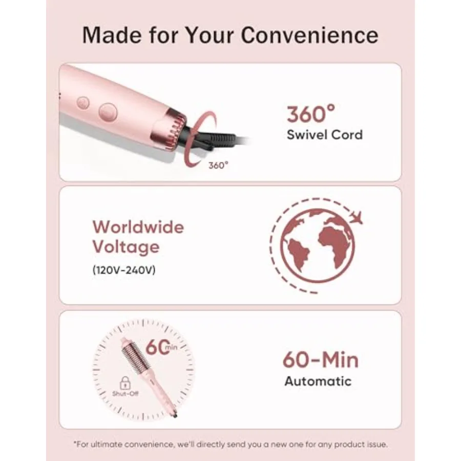 فرشاة حرارية لمظهر النفخ 1.5 بوصة فرشاة مستديرة ساخنة مع 2 × إصدار الأيونات السالبة لجهد أقل جعد مزدوج ساخن Cu