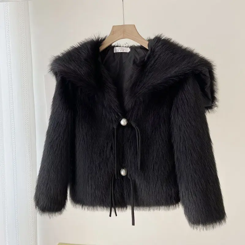 2022 Fashion Braided ArtificialFur Coat Women Winter Overcoat High Quality Artificial Fur Jacket