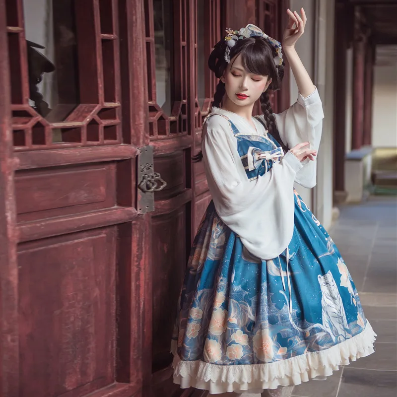 Lolita vestidos meninas kawaii jumper saia mulheres miads princesa doce cosplay traje em camadas vestido japonês bonito vestido chinês