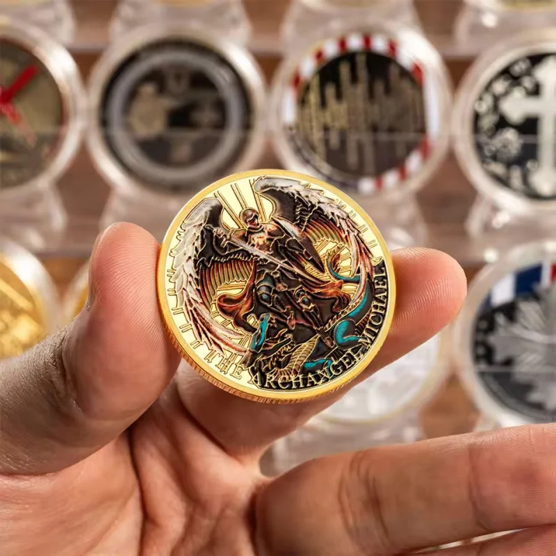 Archangel Michael Gold Plated Commemorative Coin Warrior Guardian Angel Challenge Collectible Lucky Coin