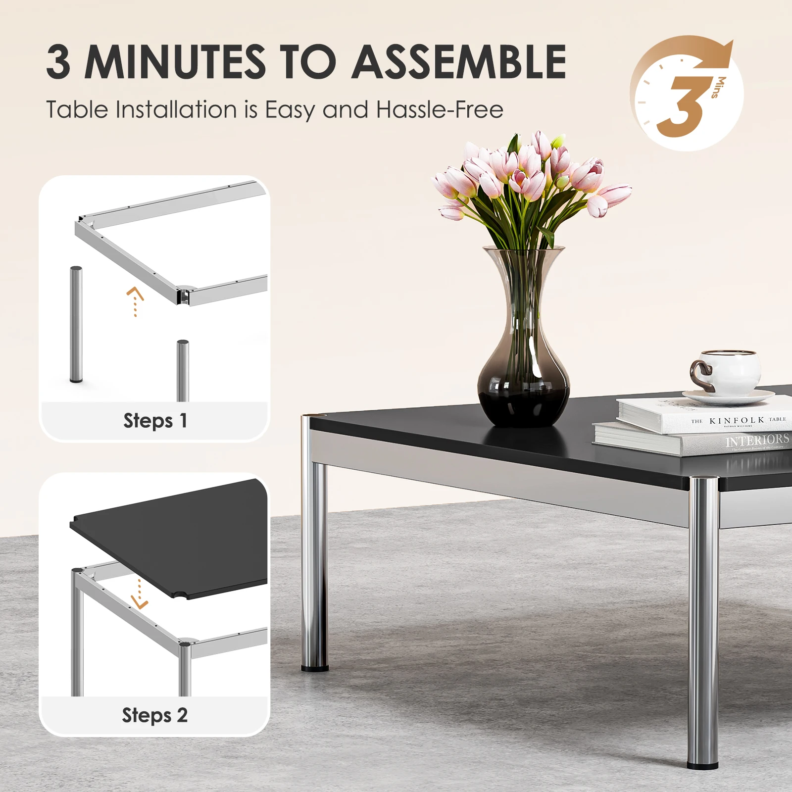 USM Haller-طاولة قهوة كبيرة حديثة ، MDF مطلي بالمسحوق ، غرفة المعيشة ، 39 "كبيرة