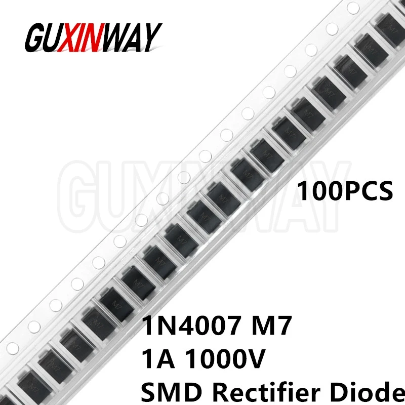 100PCS 1N4007 SMA IN4007 M7 1A 1000V SMD Rectifier Diode