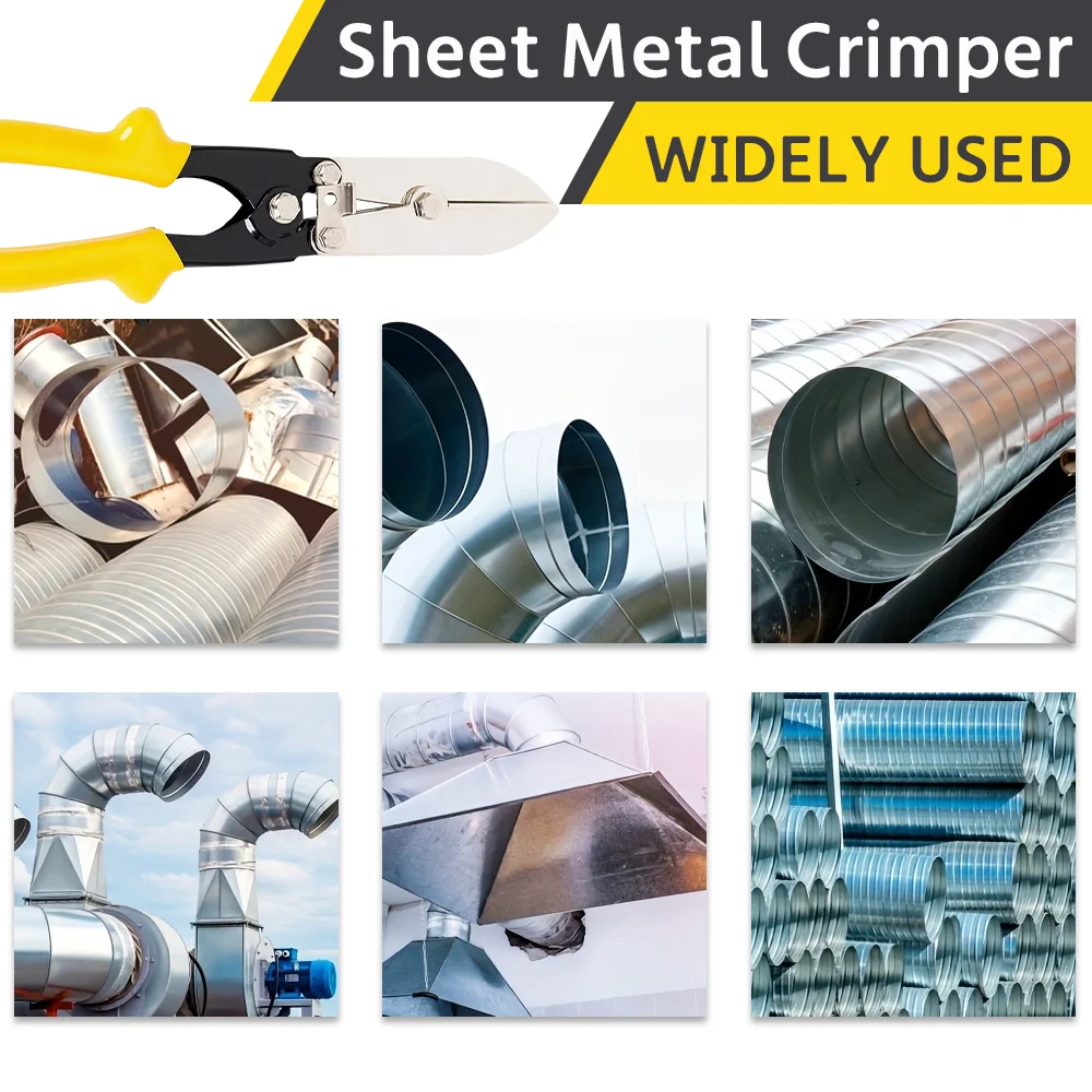 Alicate manual de 5 lâminas para encolhimento de tubos, alicate de 5 lâminas para crimpagem de tubos, ferramenta de crimpagem de tubos de descida/HVAC para crimpagem de chapas e tubos de metal de calibre 24-28