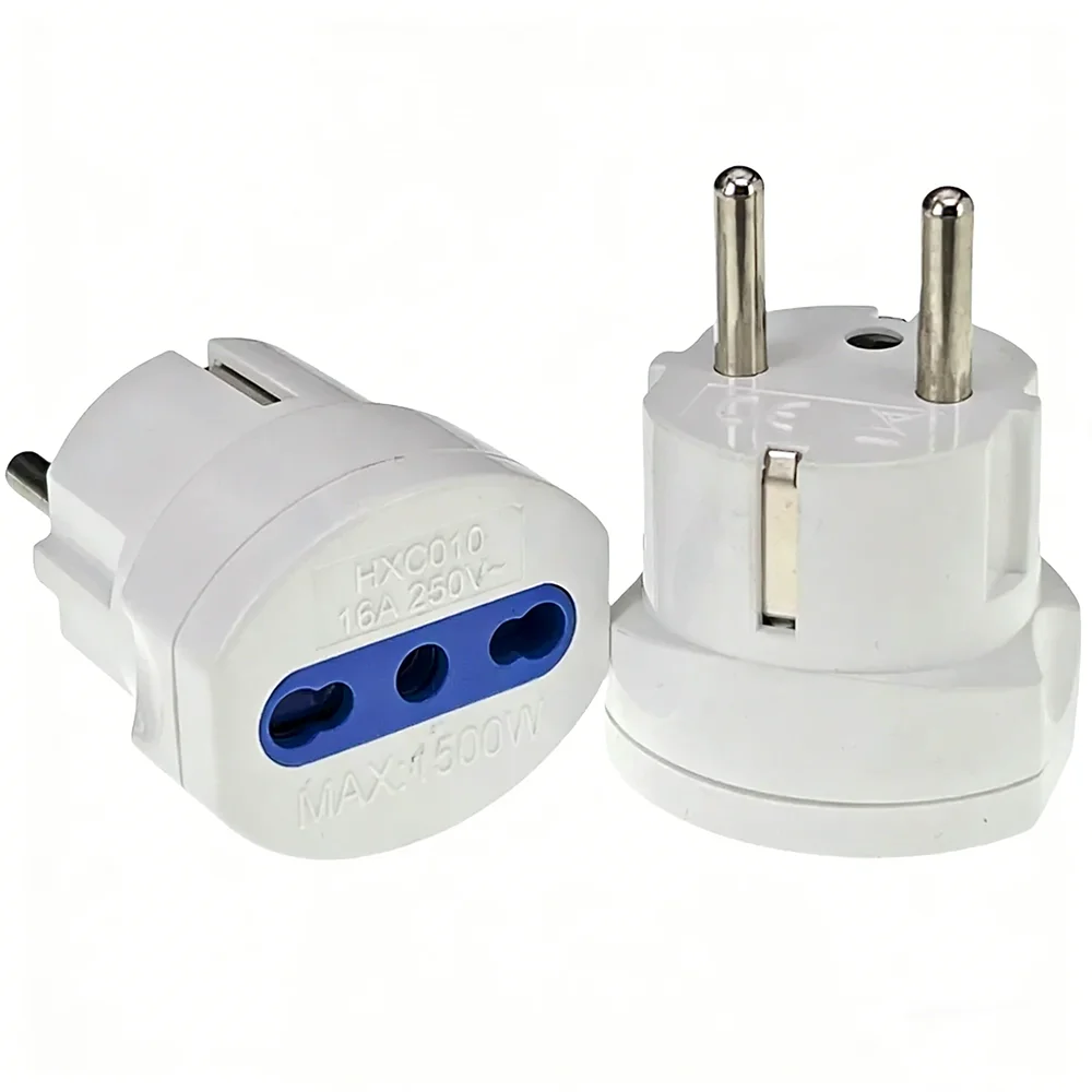 Bolantedz 1Pcs Italy To EU Plug Adapter Type-F Power Converter IT To Schuko European Travel France Korea Russia