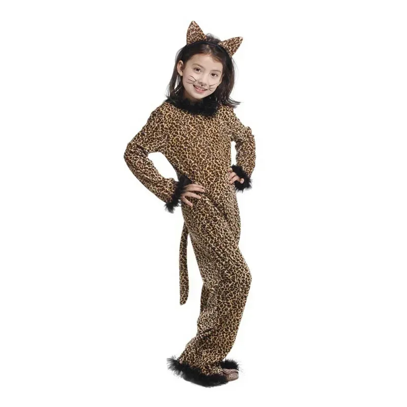 أطفال طفل الحيوان البرية ليوبارد زي للفتيات الخيال بذلة هالوين كرنفال حفلة تأثيري ازياء ملابس الأداء