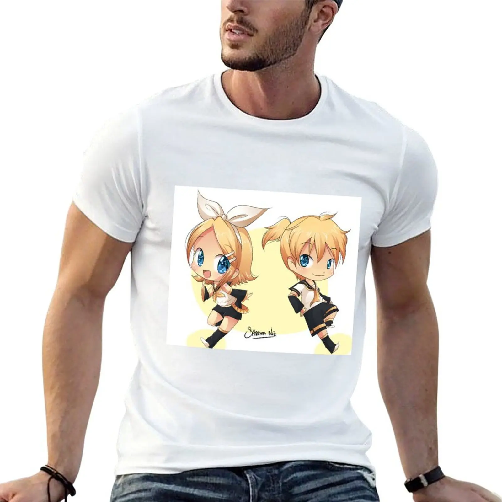 リンとレンのボーカロイドtシャツ-カジュアルでトレンディな半袖tシャツ