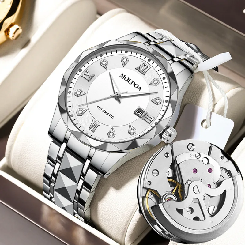 ساعة رجالية، تقويم خفيف ليلي للرجال مقاوم للماء، مزدوج الجوانب، إبزيم على شكل فراشة، أرقام رومانية، ساعة كوارتز رجالية فاخرة #2