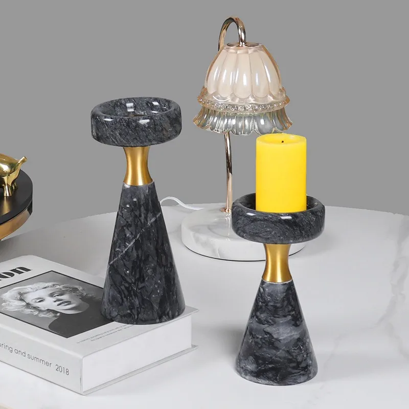 Marble Candle Holder Candelabrum Geometric Candlesticks Natural Wedding Centerpieces Home Decoration Accessories
